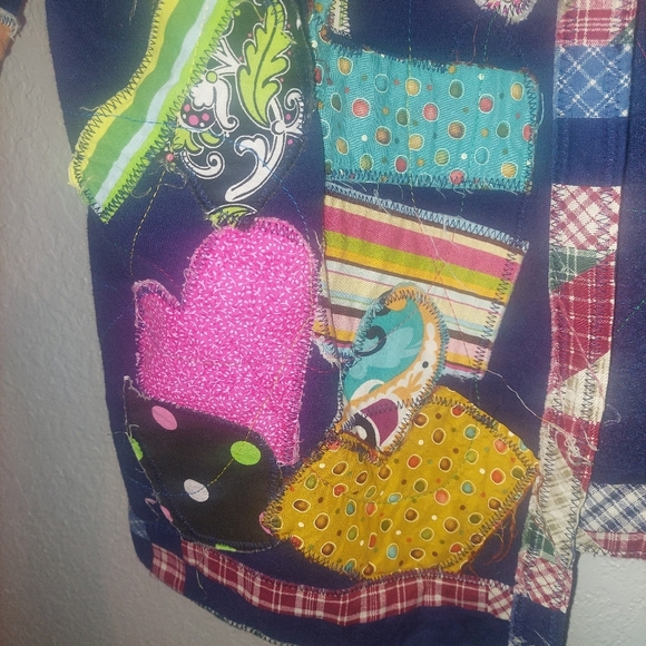 Vintage Hanes Handmade Patchwork Open Front Cardigan Size Large See Measurements - Picture 7 of 15